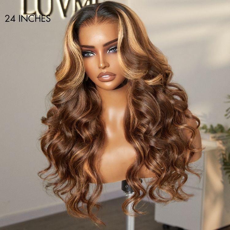 Blonde highlight body wave frontal wig